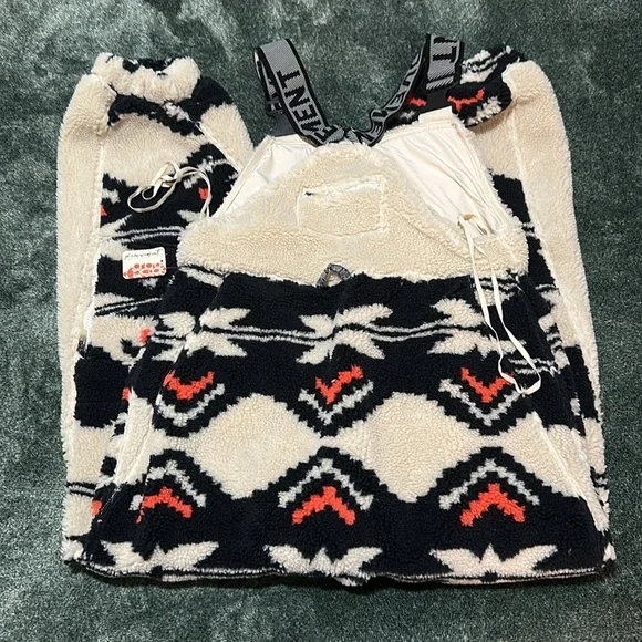NWT Free People Hit The Slopes Printed Salopette/Black Fairisle Combo - Small - Picture 6 of 8